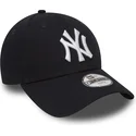 marineblaue-verstellbare-gebogene-kappe-fur-kinder-9forty-essential-der-new-york-yankees-mlb-von-new-era