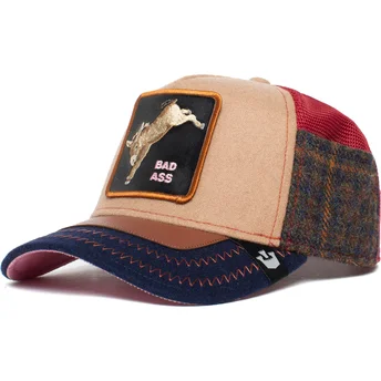 trucker-cap-braun-und-marineblau-esel-detention-seeker-ass-play-the-farm-von-goorin-bros
