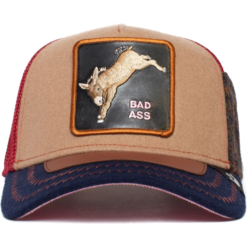 trucker-cap-braun-und-marineblau-esel-detention-seeker-ass-play-the-farm-von-goorin-bros