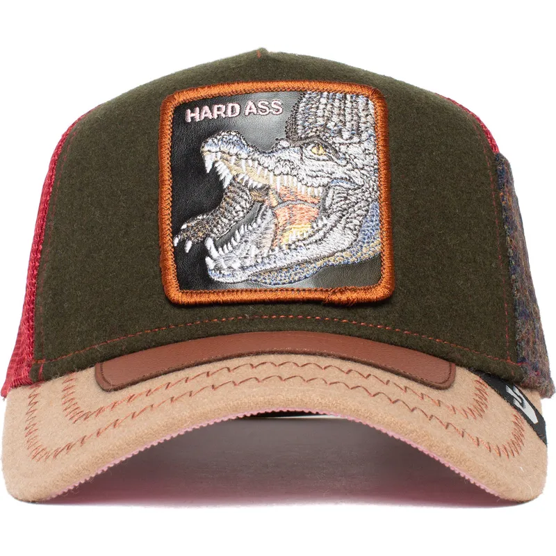 trucker-cap-grun-und-braun-krokodil-trunchbull-ass-play-the-farm-von-goorin-bros
