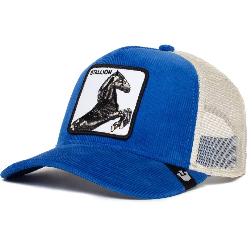 trucker-cap-blau-und-weiss-pferd-sly-stallione-corduroy-the-farm-von-goorin-bros