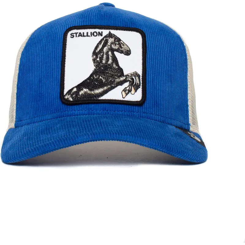 trucker-cap-blau-und-weiss-pferd-sly-stallione-corduroy-the-farm-von-goorin-bros
