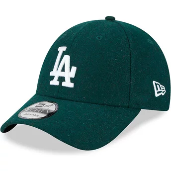 Casquette courbée verte ajustable 9FORTY Essential Melton Wool Los Angeles Dodgers MLB New Era