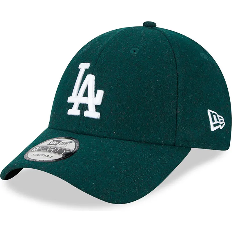 mutzen-gebogen-grun-verstellbares-band-9forty-essential-melton-wool-der-los-angeles-dodgers-mlb-von-new-era
