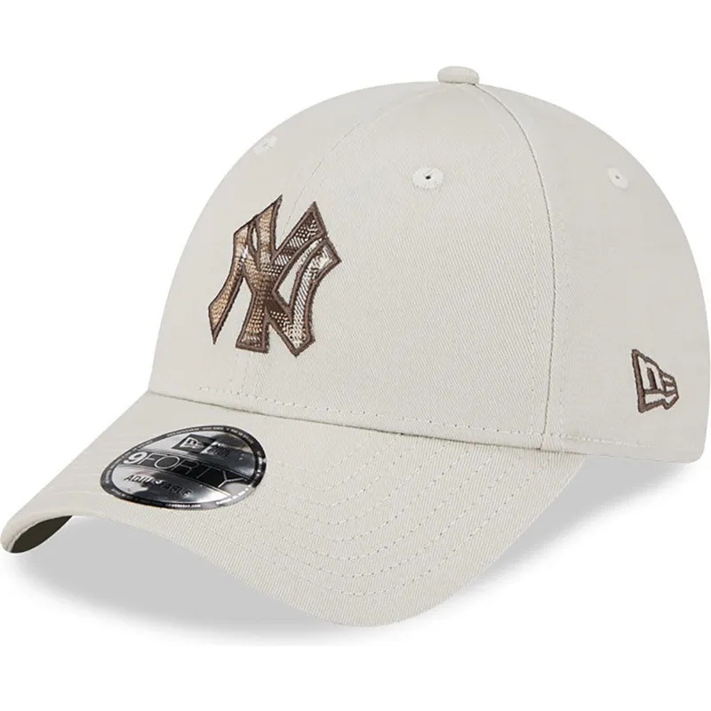 beige-gebogene-verstellbare-9forty-check-infill-kappe-von-new-york-yankees-mlb-von-new-era beige-gebogene-verstellbare-9forty-check-infill-kappe-von-new-york-yankees-mlb-von-new-era