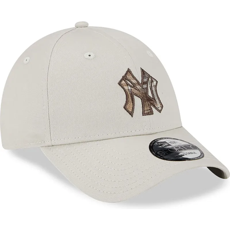 beige-gebogene-verstellbare-9forty-check-infill-kappe-von-new-york-yankees-mlb-von-new-era beige-gebogene-verstellbare-9forty-check-infill-kappe-von-new-york-yankees-mlb-von-new-era