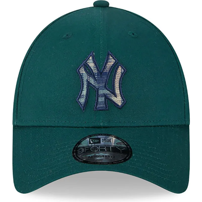 mutzen-gebogen-grun-verstellbares-band-9forty-check-infill-der-new-york-yankees-mlb-von-new-era