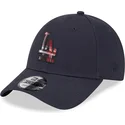 marineblaue-verstellbare-curved-cap-9forty-check-infill-der-los-angeles-dodgers-mlb-von-new-era