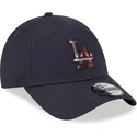 marineblaue-verstellbare-curved-cap-9forty-check-infill-der-los-angeles-dodgers-mlb-von-new-era