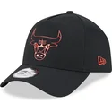 schwarze-gebogene-snapback-kappe-a-frame-foil-pack-der-chicago-bulls-nba-von-new-era