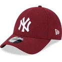 mutzen-gebogen-rot-verstellbares-band-9forty-essential-melton-wool-der-new-york-yankees-mlb-von-new-era