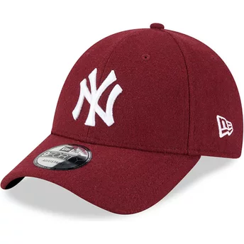 Casquette courbée rouge ajustable 9FORTY Essential Melton Wool New York Yankees MLB New Era