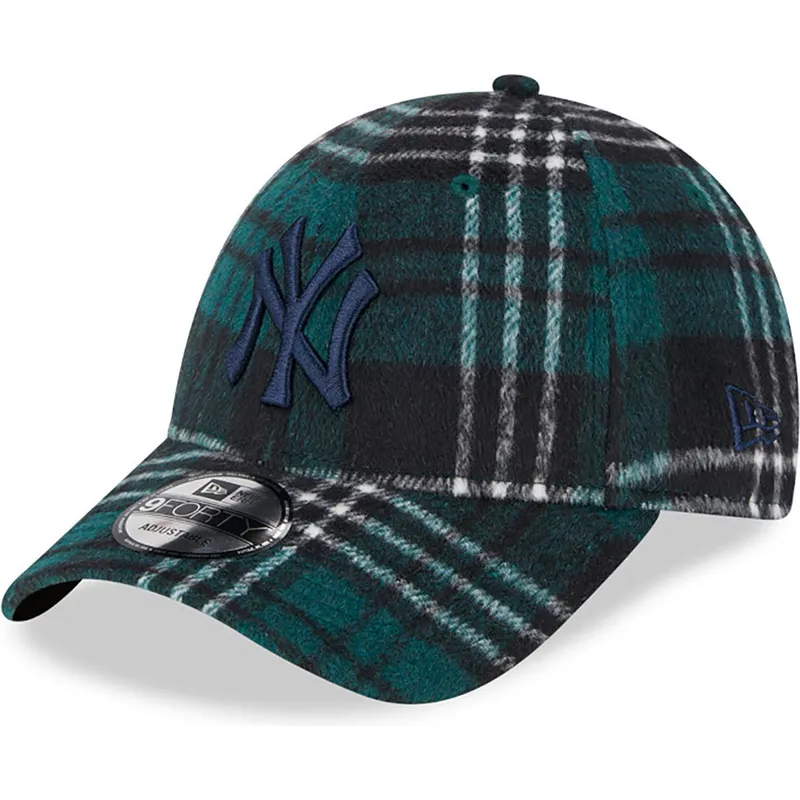 mutzen-gebogen-grun-verstellbares-band-9forty-check-der-new-york-yankees-mlb-von-new-era