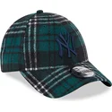 mutzen-gebogen-grun-verstellbares-band-9forty-check-der-new-york-yankees-mlb-von-new-era