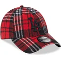 mutzen-gebogen-rot-verstellbares-band-negro-9forty-check-der-los-angeles-dodgers-mlb-von-new-era