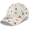 beige-gebogene-verstellbare-kappe-fur-kinder-9forty-festive-der-new-york-yankees-mlb-von-new-era