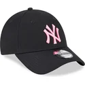 mutzen-gebogen-schwarz-verstellbares-band-rosa-9forty-neon-der-new-york-yankees-mlb-von-new-era