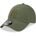 casquette-courbee-verte-ajustable-avec-logo-vert-9forty-washed-canvas-new-york-yankees-mlb-new-era