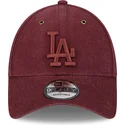 mutzen-gebogen-rot-verstellbares-band-granate-granate-9forty-washed-canvas-der-los-angeles-dodgers-mlb-von-new-era