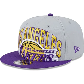 Mützen flach grau snapback 9FIFTY Tip Off 2023 der Los Angeles Lakers NBA von New Era