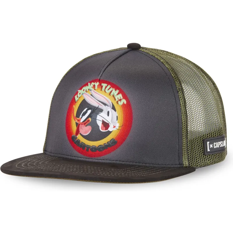 mutzen-flach-grau-snapback-bugs-bunny-und-daffy-duck-looney-tunes-von-capslab