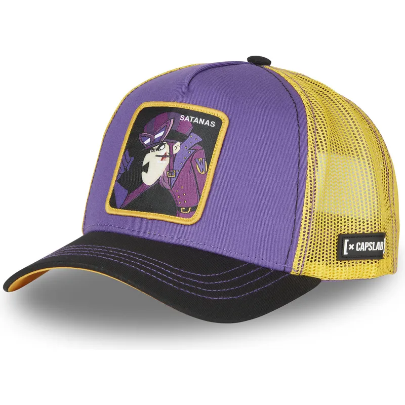 trucker-cap-violett-gelb-und-schwarz-dick-dastardly-sat4-wacky-races-von-capslab
