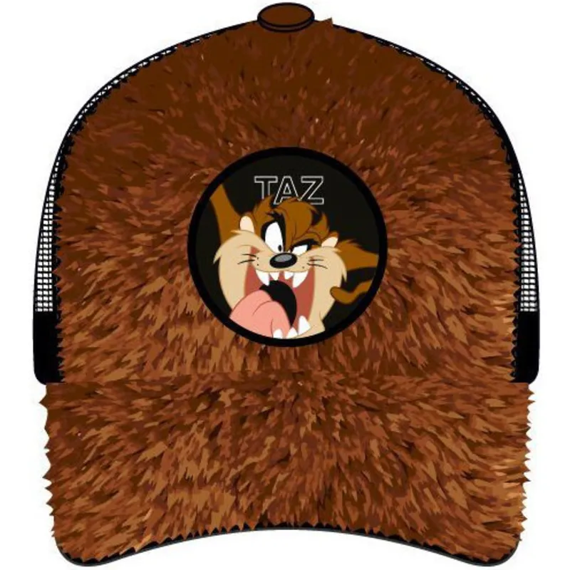 trucker-cap-braun-und-schwarz-tasmanischer-teufel-fur1-taz1-looney-tunes-von-capslab
