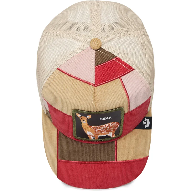 mehrfarbige-trucker-kappe-hirsch-dear-letter-opener-the-farm-patchwork-von-goorin-bros