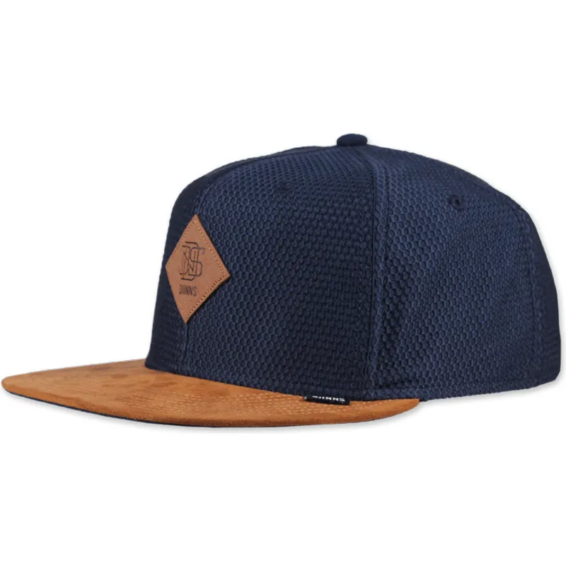 marineblaue-und-braune-flat-cap-snapback-honey-knit-von-djinns marineblaue-und-braune-flat-cap-snapback-honey-knit-von-djinns