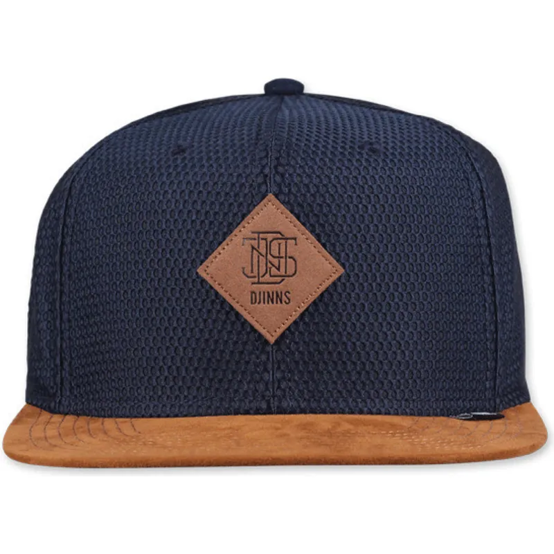 marineblaue-und-braune-flat-cap-snapback-honey-knit-von-djinns marineblaue-und-braune-flat-cap-snapback-honey-knit-von-djinns