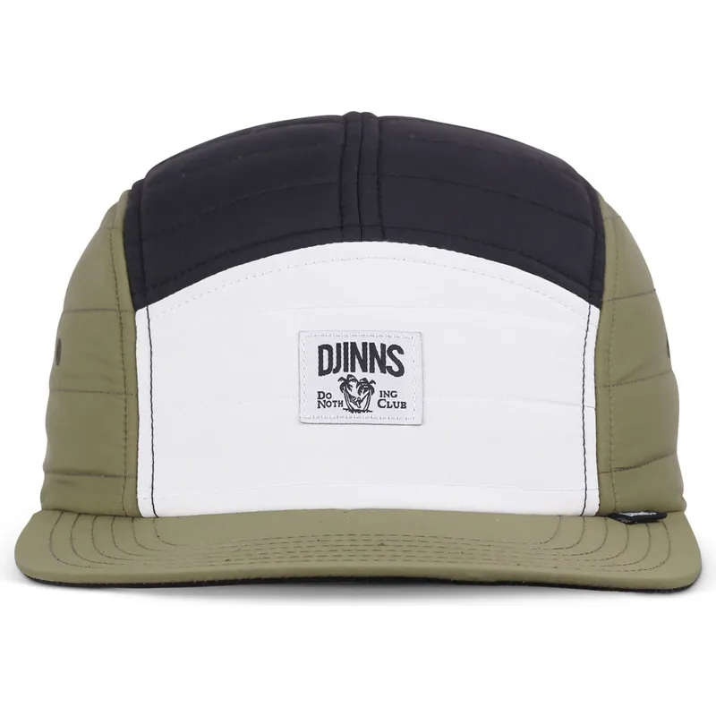 weisse-schwarze-und-grune-verstellbare-flatcap-puffy-nylon-von-djinns weisse-schwarze-und-grune-verstellbare-flatcap-puffy-nylon-von-djinns