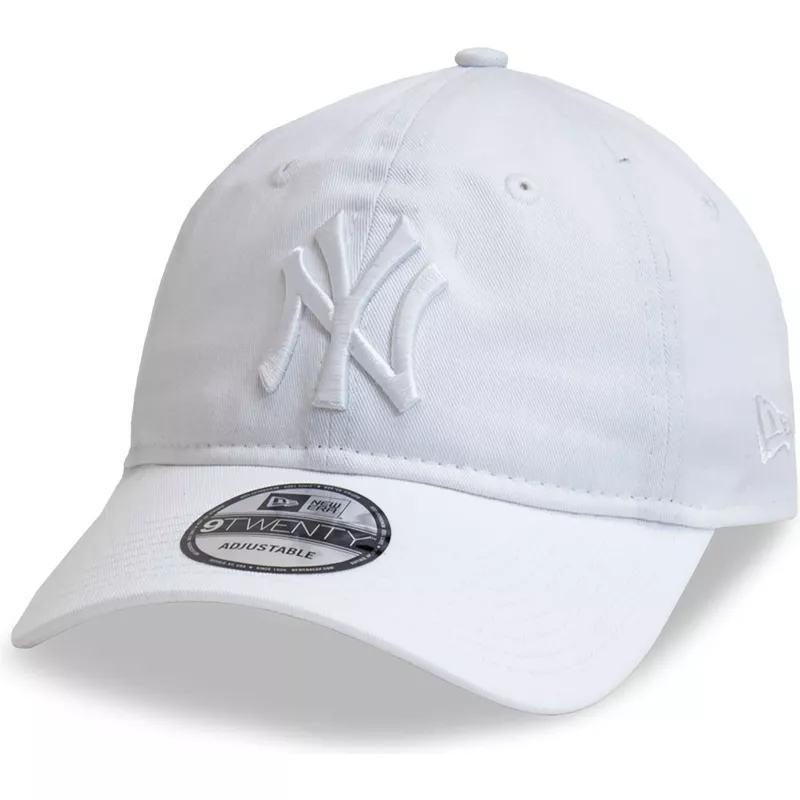 casquette-courbee-blanche-ajustable-avec-logo-blanc-9twenty-league-essential-new-york-yankees-mlb-new-era