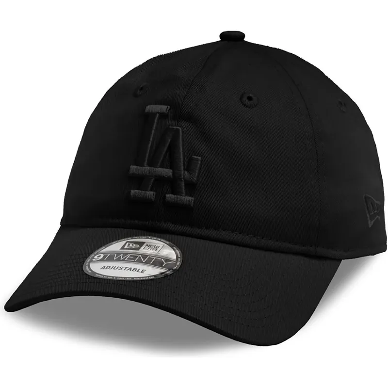schwarze-verstellbare-curved-cap-mit-schwarzem-logo-9twenty-league-essential-der-los-angeles-dodgers-mlb-von-new-era