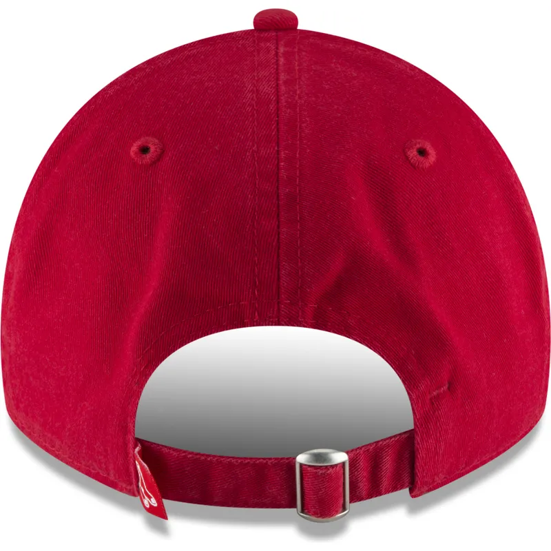 rote-verstellbare-curved-cap-mit-marineblauem-logo-9twenty-core-classic-der-boston-red-sox-mlb-von-new-era