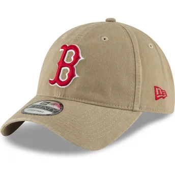 Casquette courbée marron claire ajustable avec logo rouge 9TWENTY Core Classic Boston Red Sox MLB New Era