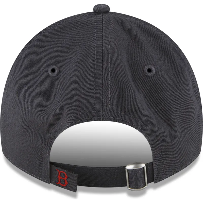 graue-verstellbare-curved-cap-mit-rotem-logo-9twenty-core-classic-der-boston-red-sox-mlb-von-new-era