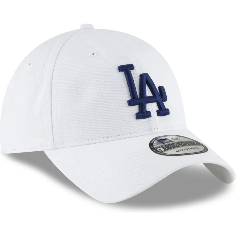 weisse-verstellbare-curved-cap-mit-blauem-logo-9twenty-core-classic-der-los-angeles-dodgers-mlb-von-new-era