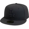 schwarze-enganliegende-flatcap-mit-schwarzem-logo-59fifty-league-essential-der-los-angeles-dodgers-mlb-von-new-era