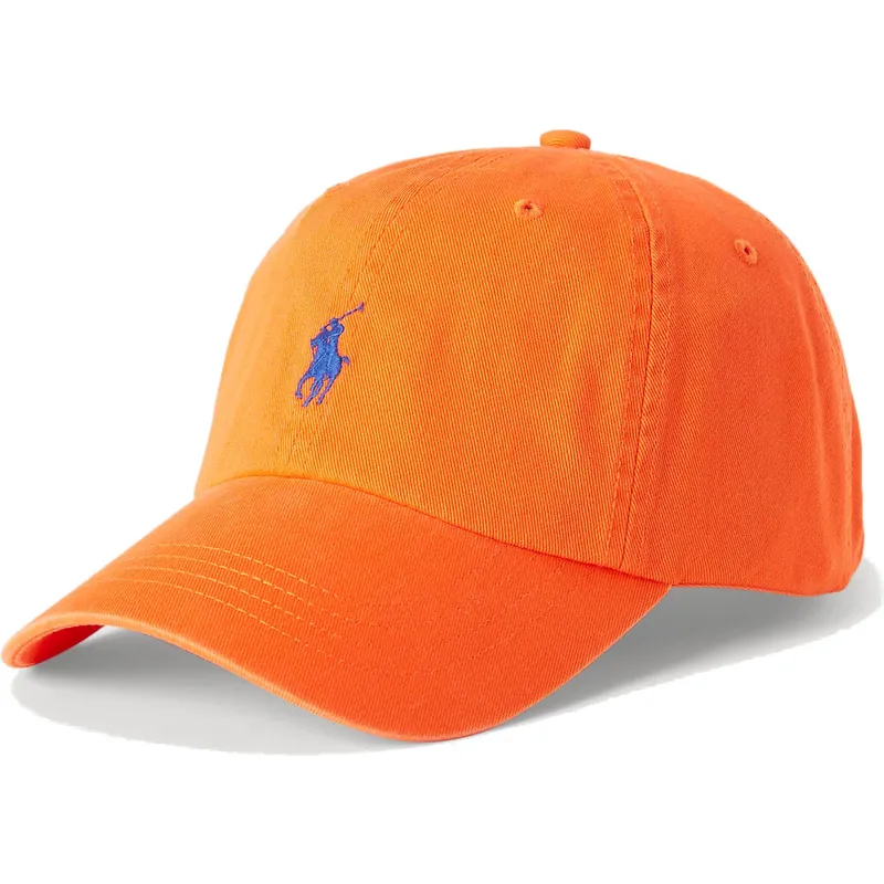 orangefarbene-gebogene-verstellbare-kappe-mit-blauem-logo-cotton-chino-classic-sport-von-polo-ralph-lauren