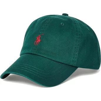 Casquette courbée verte foncé ajustable avec logo rouge Cotton Chino Classic Sport Polo Ralph Lauren