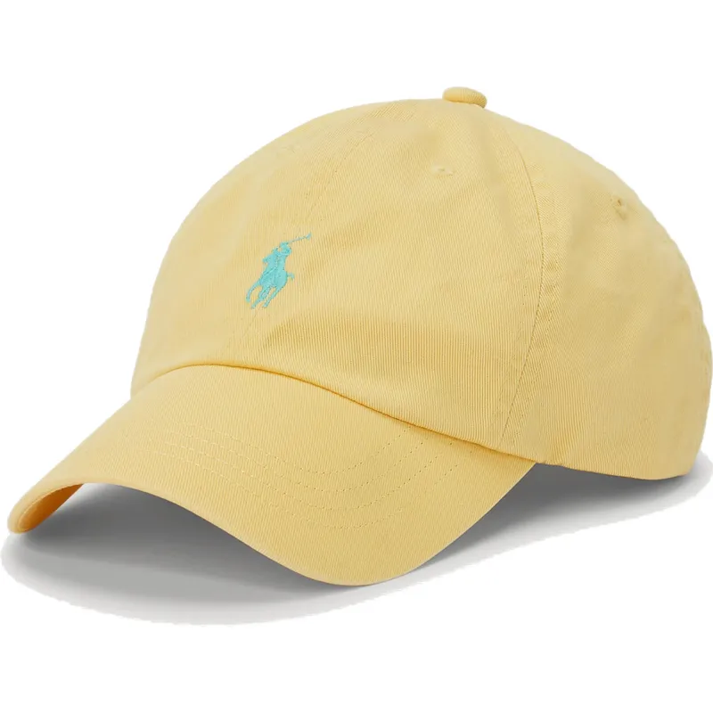 gelbe-gebogene-verstellbare-kappe-mit-blauem-logo-cotton-chino-classic-sport-von-polo-ralph-lauren