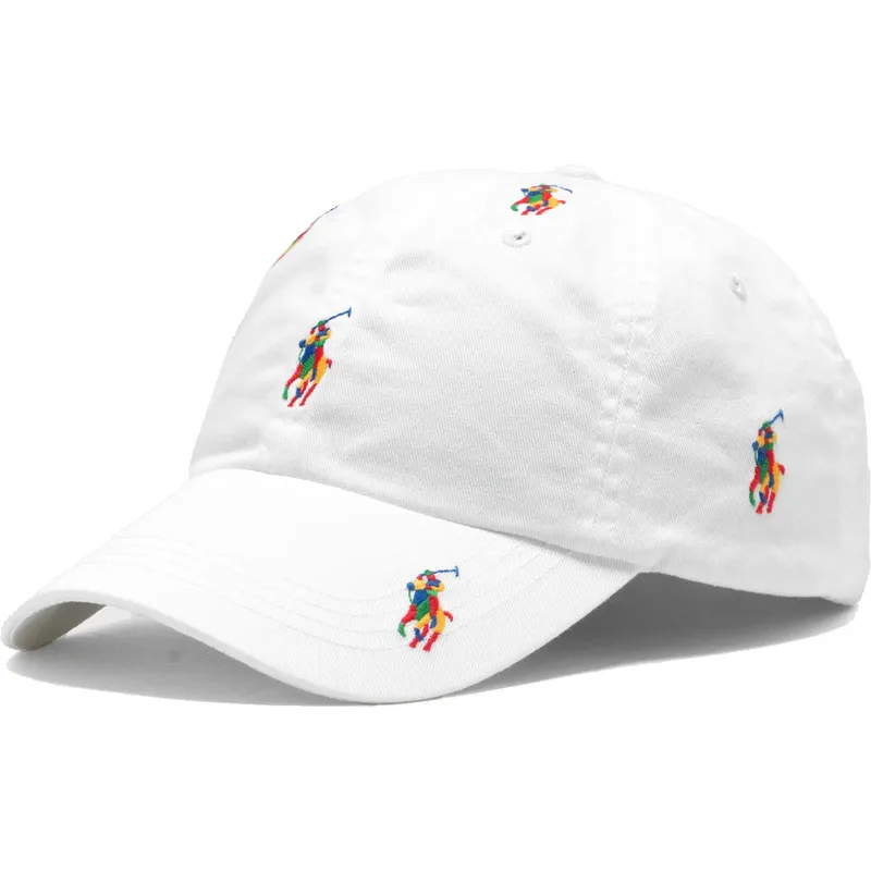 weisse-verstellbare-curved-cap-mit-mehrfarbigem-classic-sport-multi-logo-von-polo-ralph-lauren weisse-verstellbare-curved-cap-mit-mehrfarbigem-classic-sport-multi-logo-von-polo-ralph-lauren