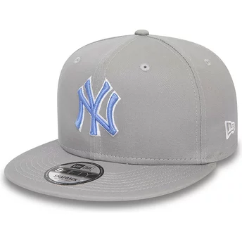 Casquette plate grise snapback avec logo bleu 9FIFTY Outline New York Yankees MLB New Era