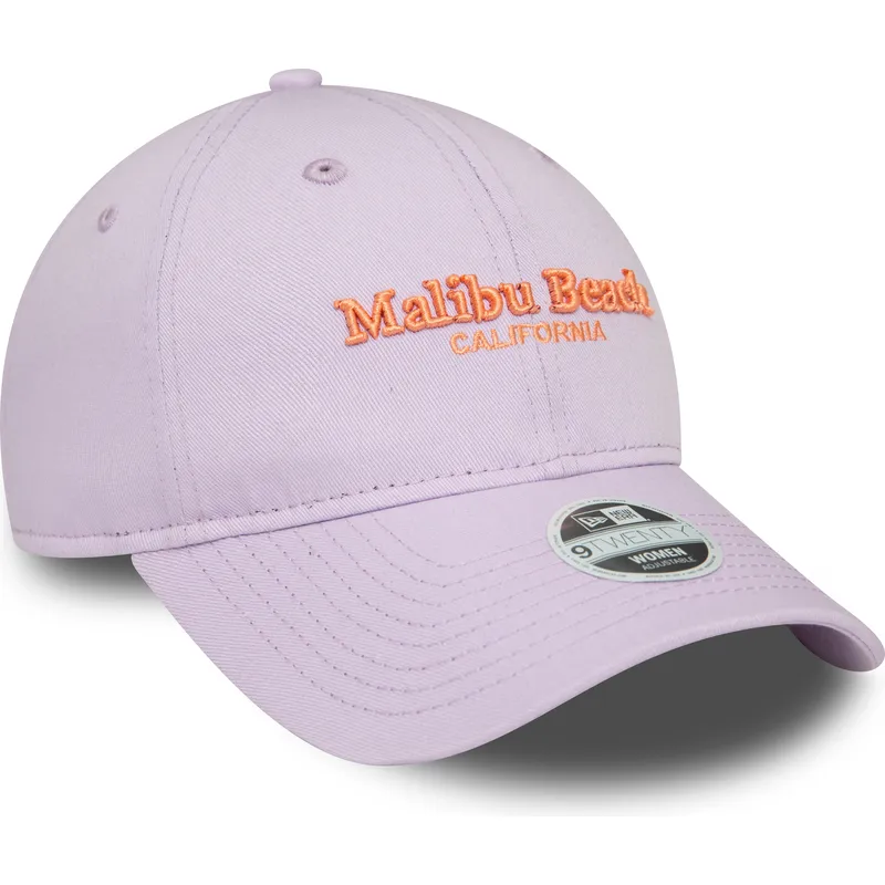 violette-verstellbare-curved-cap-fur-damen-9twenty-wordmark-von-malibu-beach-california-von-new-era