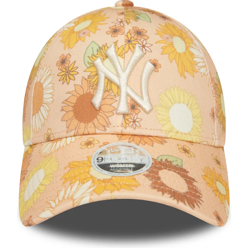 mutzen-gebogen-orange-verstellbares-band-9forty-floral-all-over-print-der-new-york-yankees-mlb-von-new-era
