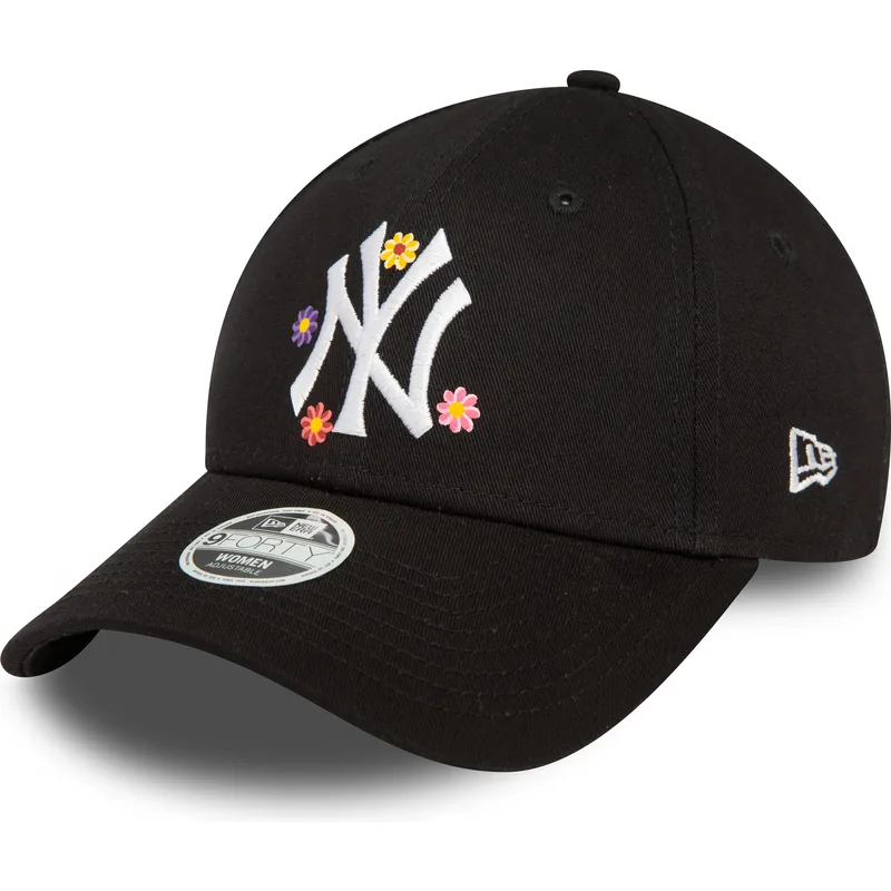 mutzen-gebogen-schwarz-verstellbares-band-9forty-flower-der-new-york-yankees-mlb-von-new-era