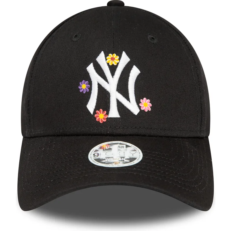 mutzen-gebogen-schwarz-verstellbares-band-9forty-flower-der-new-york-yankees-mlb-von-new-era
