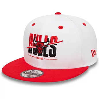 Casquette plate blanche et rouge snapback 9FIFTY White Crown Chicago Bulls NBA New Era