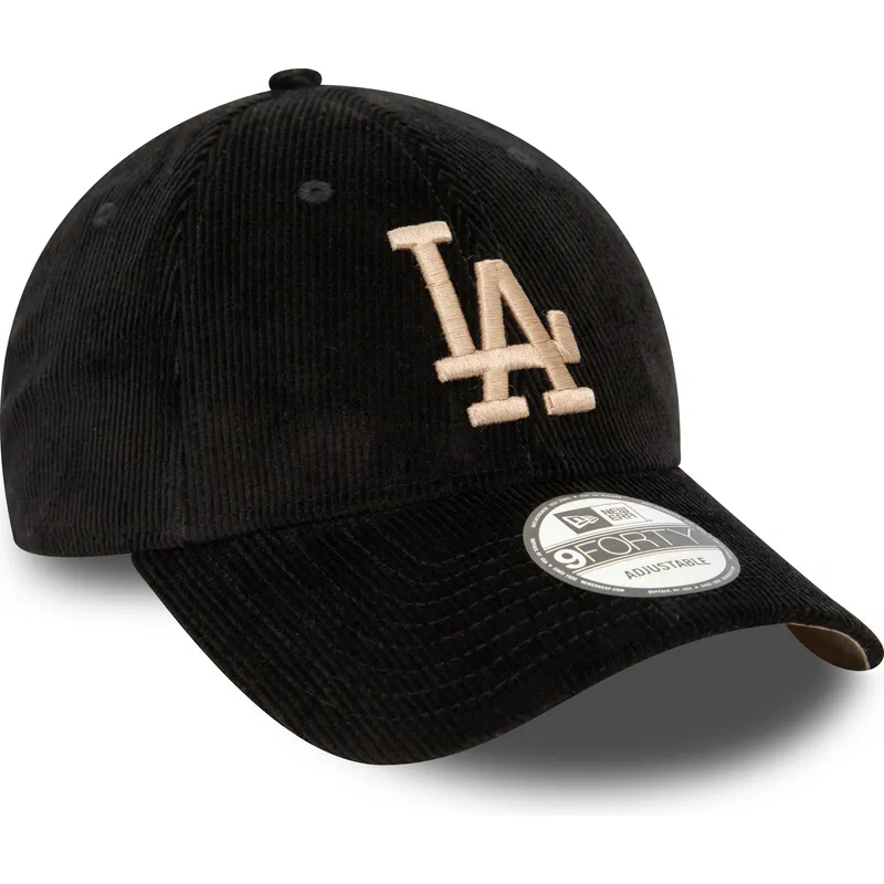 mutzen-gebogen-schwarz-verstellbares-band-9forty-cord-der-los-angeles-dodgers-mlb-von-new-era
