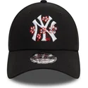 mutzen-gebogen-schwarz-verstellbares-band-9forty-flower-icon-der-new-york-yankees-mlb-von-new-era
